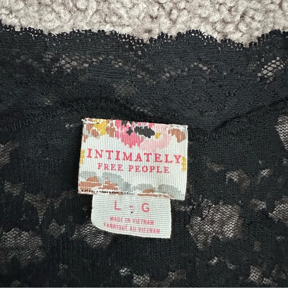 Free People Intimately Black Lace Long Sleeve Womens L